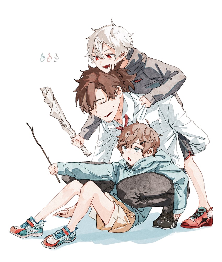 kuzuha, kanae, and inui shin'ichirou (nijisanji and 1 more) drawn by hino_tsukasa