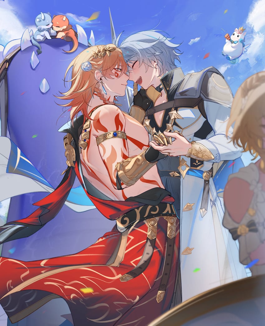 phainon, mydei, aglaea, and little ica (honkai and 1 more) drawn by sn0w_002