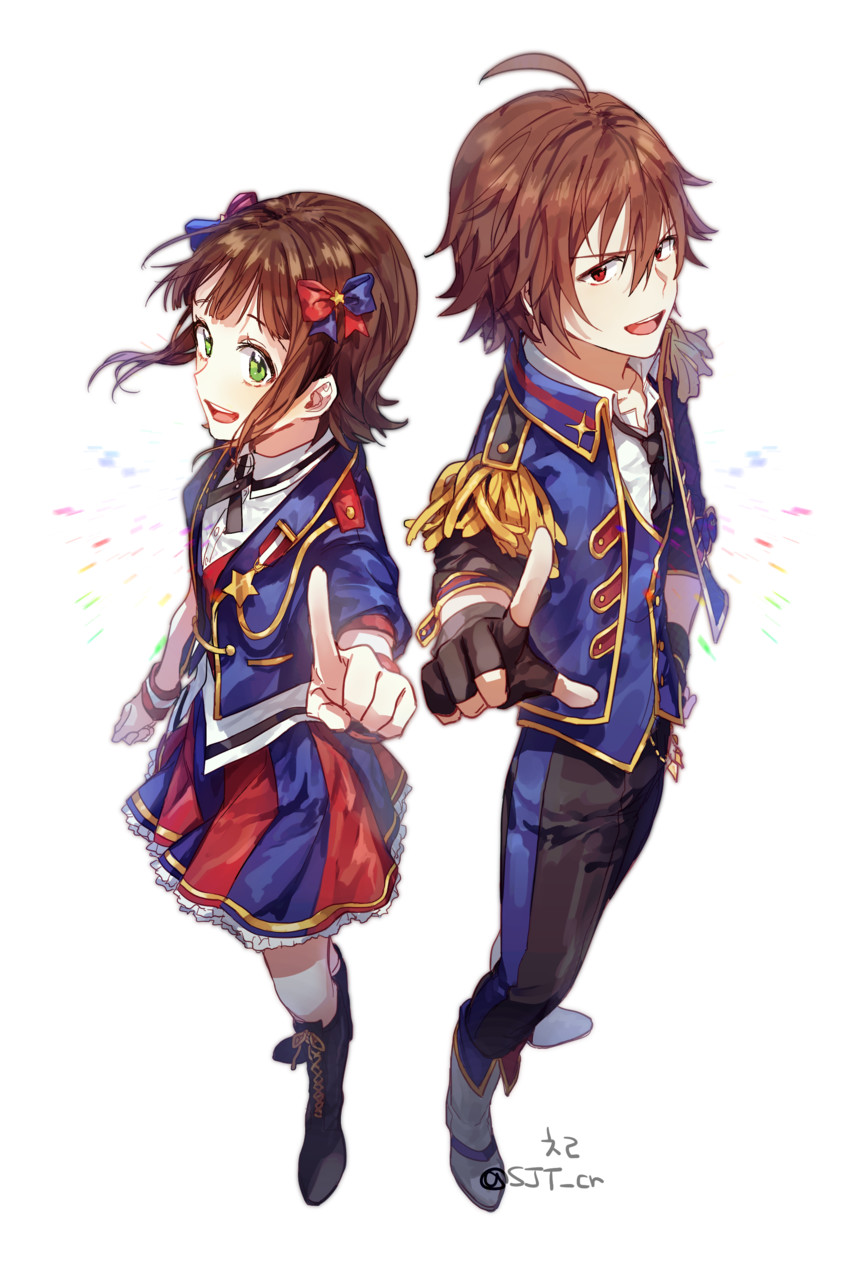 amami haruka and amagase touma (idolmaster and 2 more) drawn by isamu_(gaioo0303)