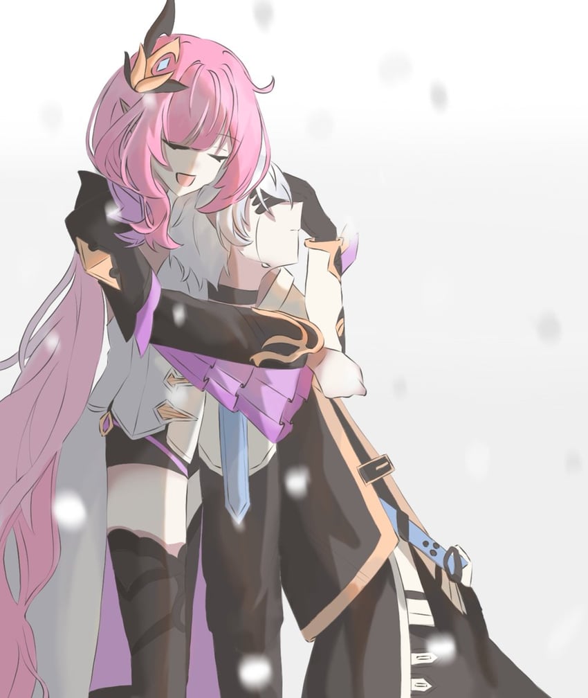 elysia and kevin kaslana (honkai and 1 more) drawn by kanata_v3