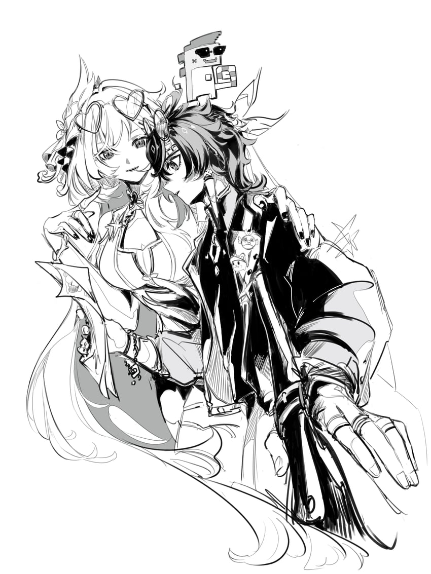 elysia, kinich, and ajaw (genshin impact and 3 more) drawn by sai2