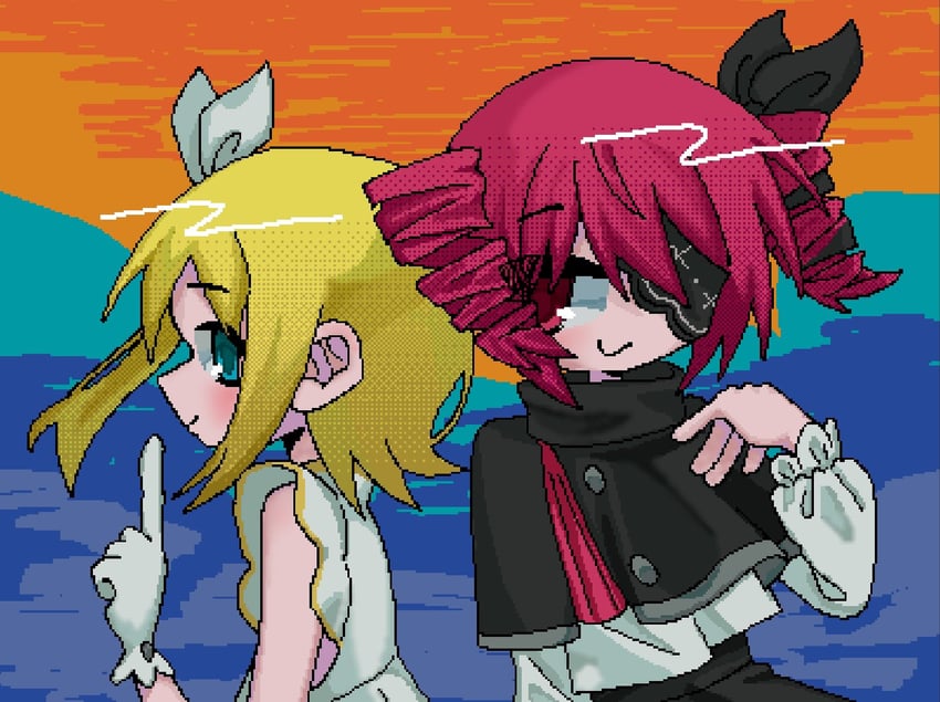 kagamine rin and kasane teto (vocaloid and 2 more) drawn by sn_(sn_utu00)