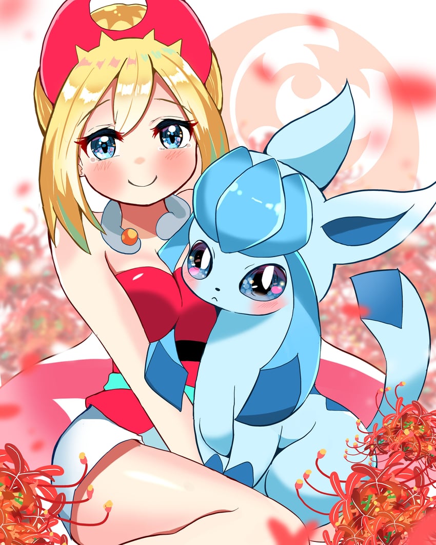 glaceon and irida (pokemon and 1 more) drawn by carrot_summer