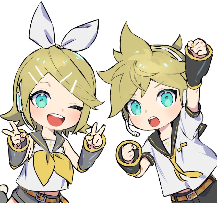 kagamine rin and kagamine len (vocaloid) drawn by naoko_(naonocoto)