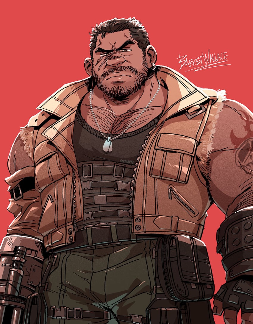 barret wallace (final fantasy and 2 more) drawn by gamubear