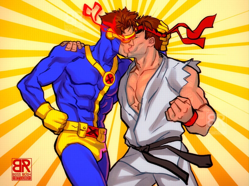 ryu and cyclops (street fighter and 4 more) drawn by ianfay_art