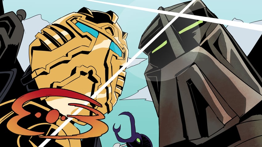 mata nui and great spirit robot (tengen toppa gurren lagann and 2 more) drawn by deputy_rust
