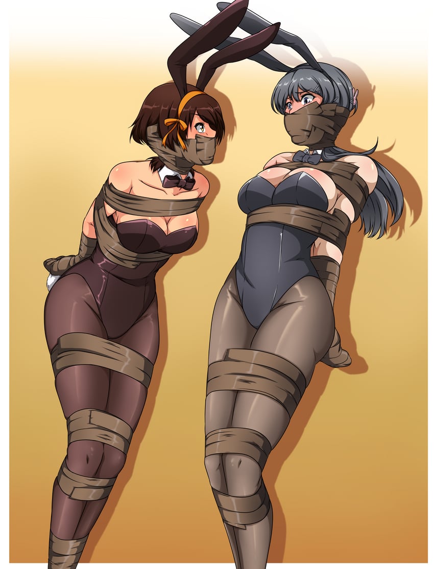 suzumiya haruhi and sakurajima mai (suzumiya haruhi no yuuutsu and 1 more) drawn by ryner-e