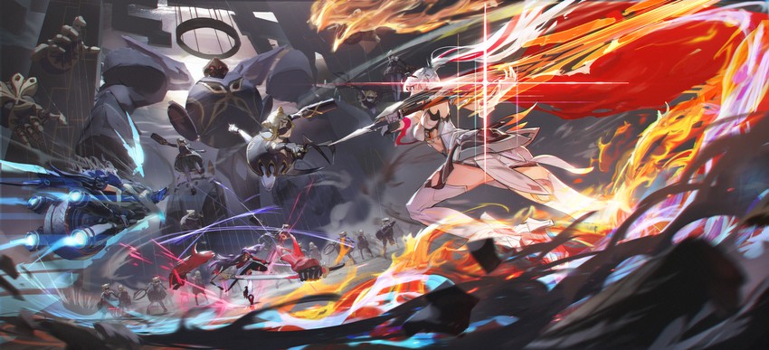 kiana kaslana, raiden mei, bronya zaychik, project bunny, and herrscher of dominance (honkai and 1 more) drawn by ether.b