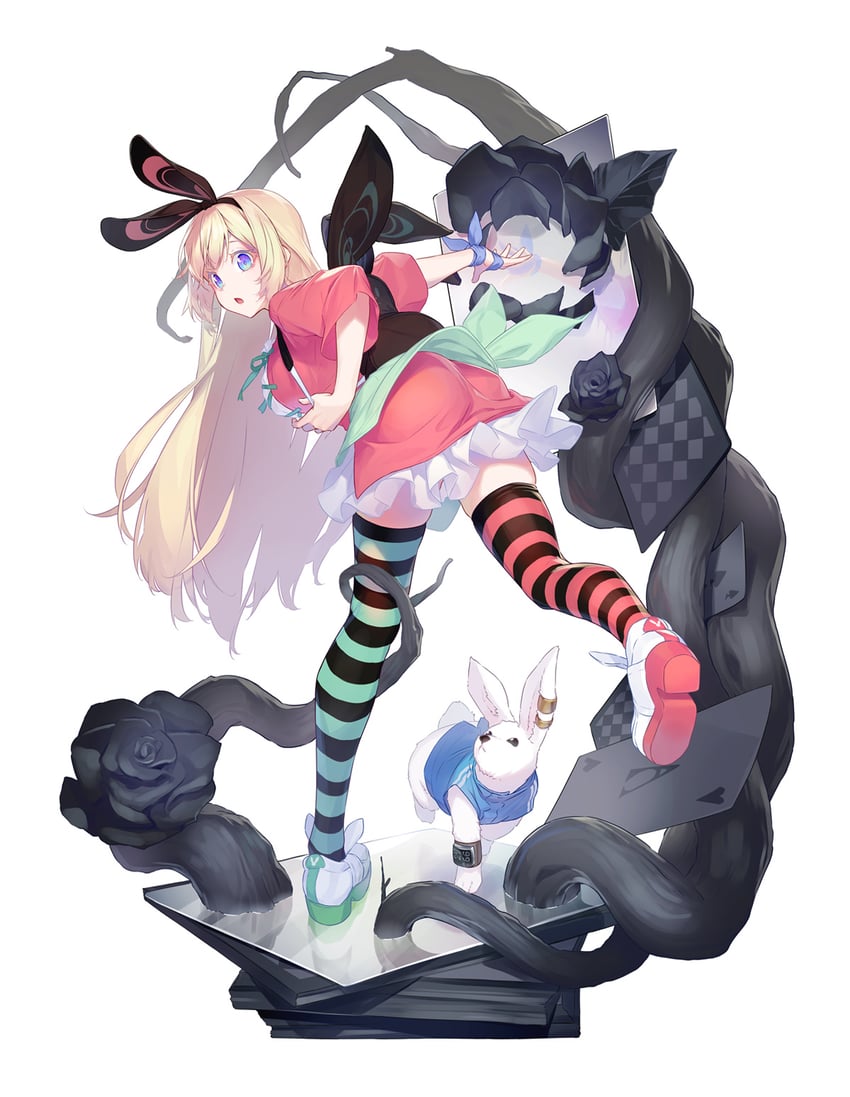 alice and white rabbit (alice's adventures in wonderland) drawn by nilitsu