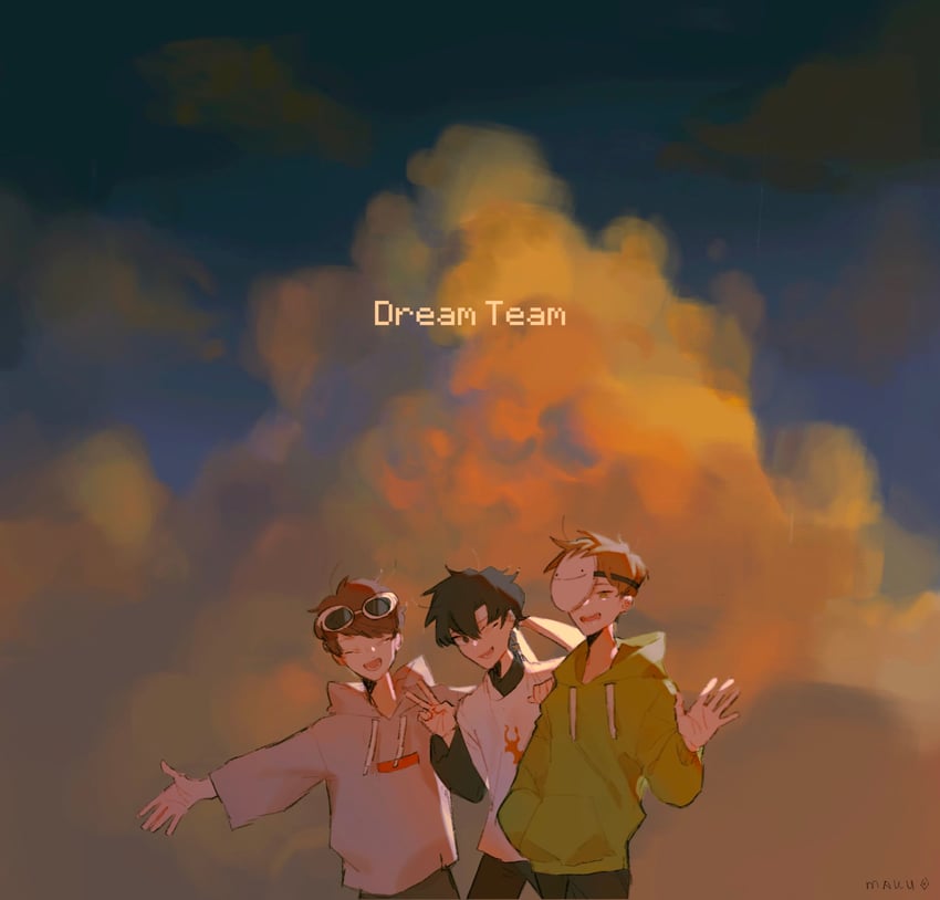 dream, georgenotfound, and sapnap (real life and 1 more) drawn by k_hku