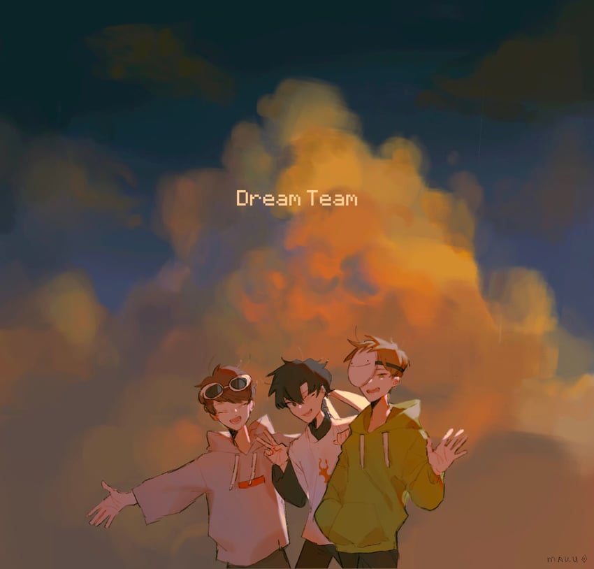 dream, sapnap, and georgenotfound (minecraft youtube and 1 more) drawn by k_hku