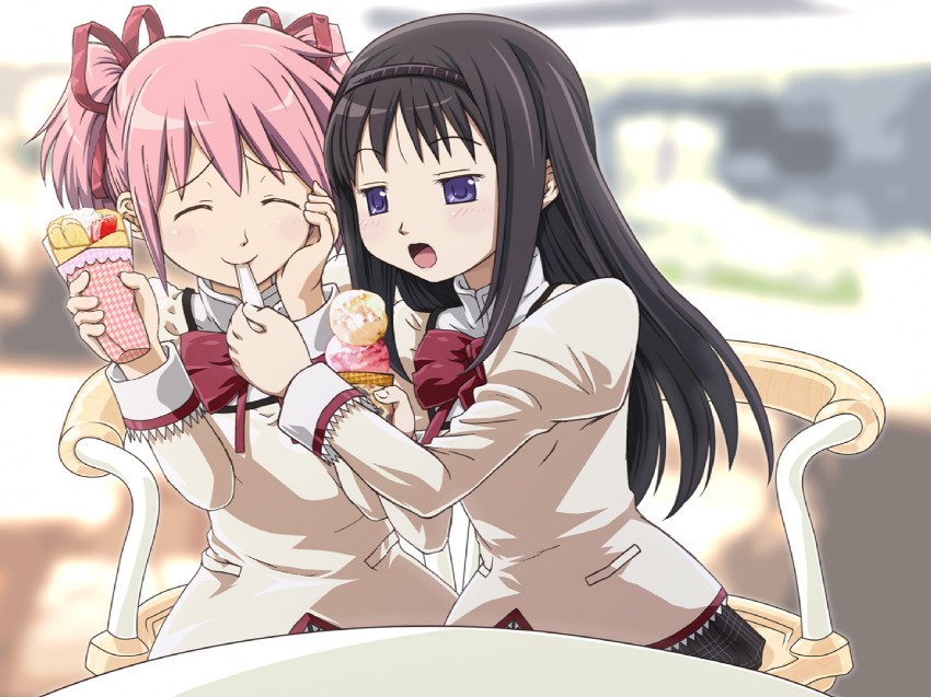 akemi homura and kaname madoka (mahou shoujo madoka magica) drawn by yume_robo