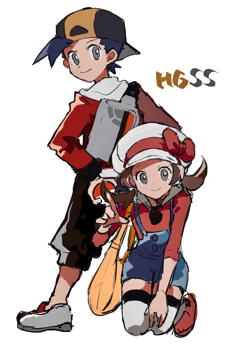 ethan and lyra (pokemon and 1 more) drawn by shichibee_(stm_mimi)