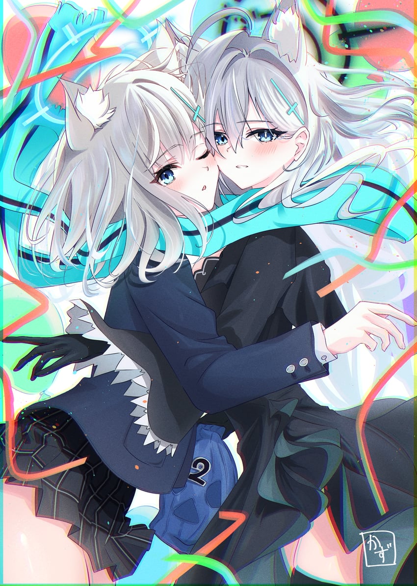 shiroko and shiroko terror (blue archive) drawn by kazu_(kauk3753)
