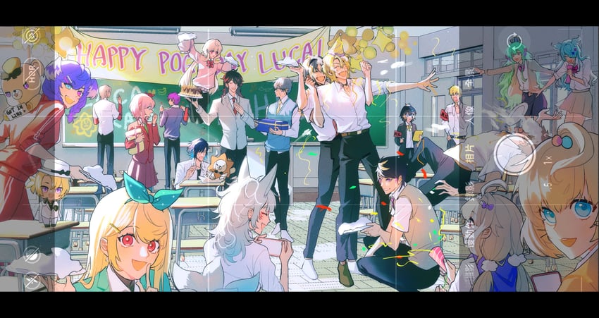 elira pendora, selen tatsuki, pomu rainpuff, enna alouette, finana ryugu, and 16 more (nijisanji and 1 more) drawn by jessie4a9
