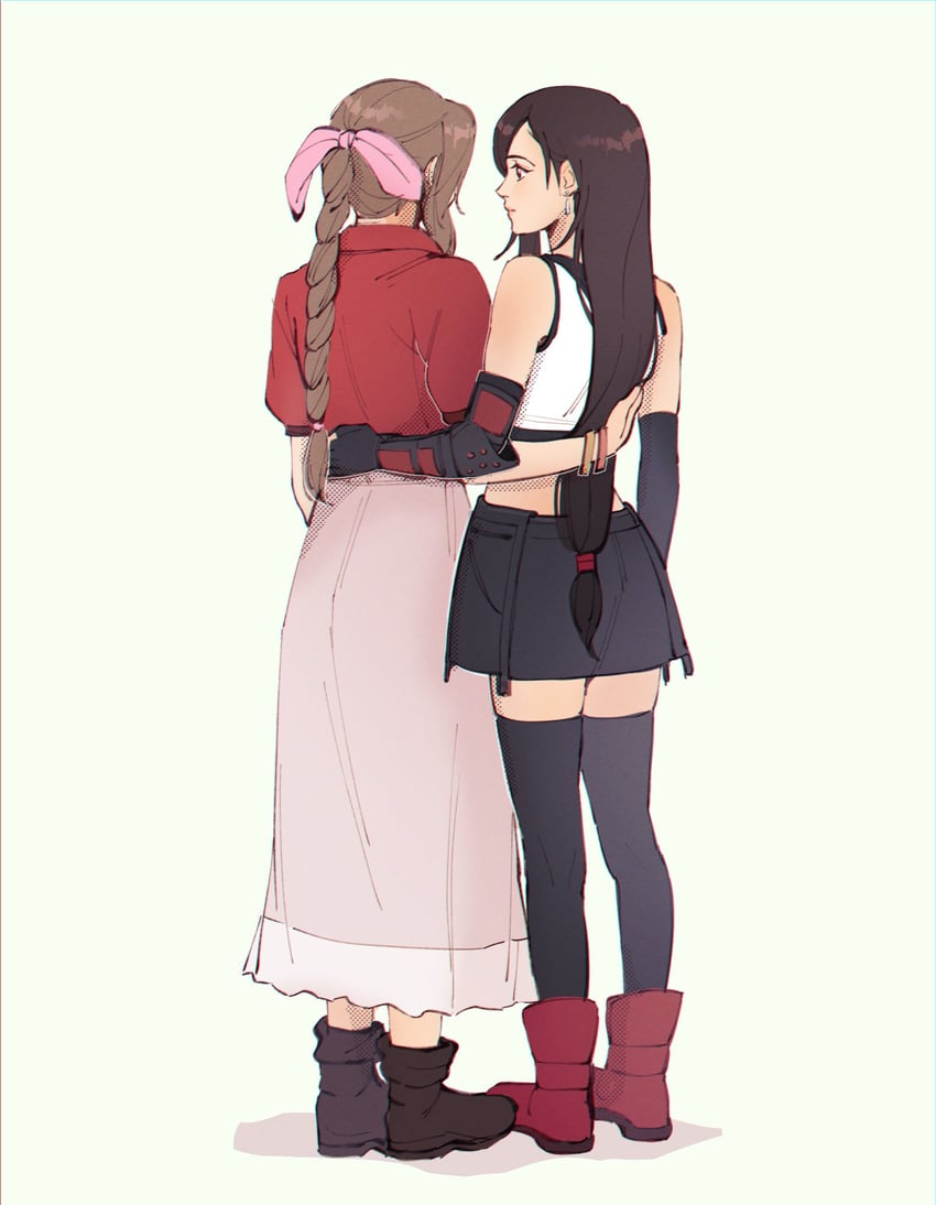 tifa lockhart and aerith gainsborough (final fantasy and 2 more) drawn by pudelmudel