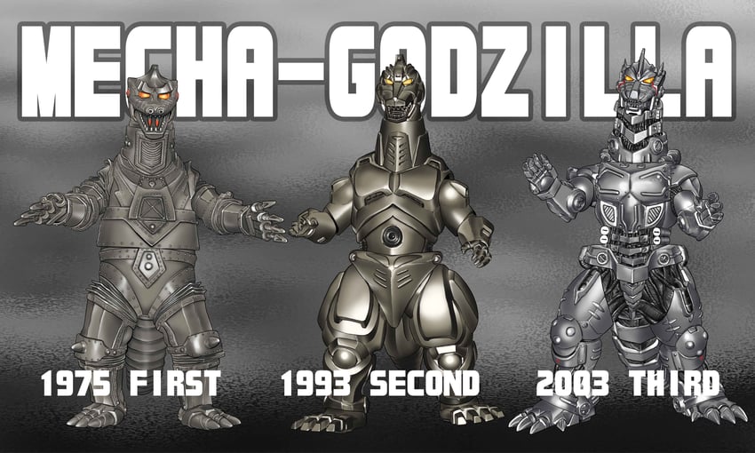 mechagodzilla, kiryu, and mechagodzilla 2 (godzilla and 5 more) drawn by satoru33