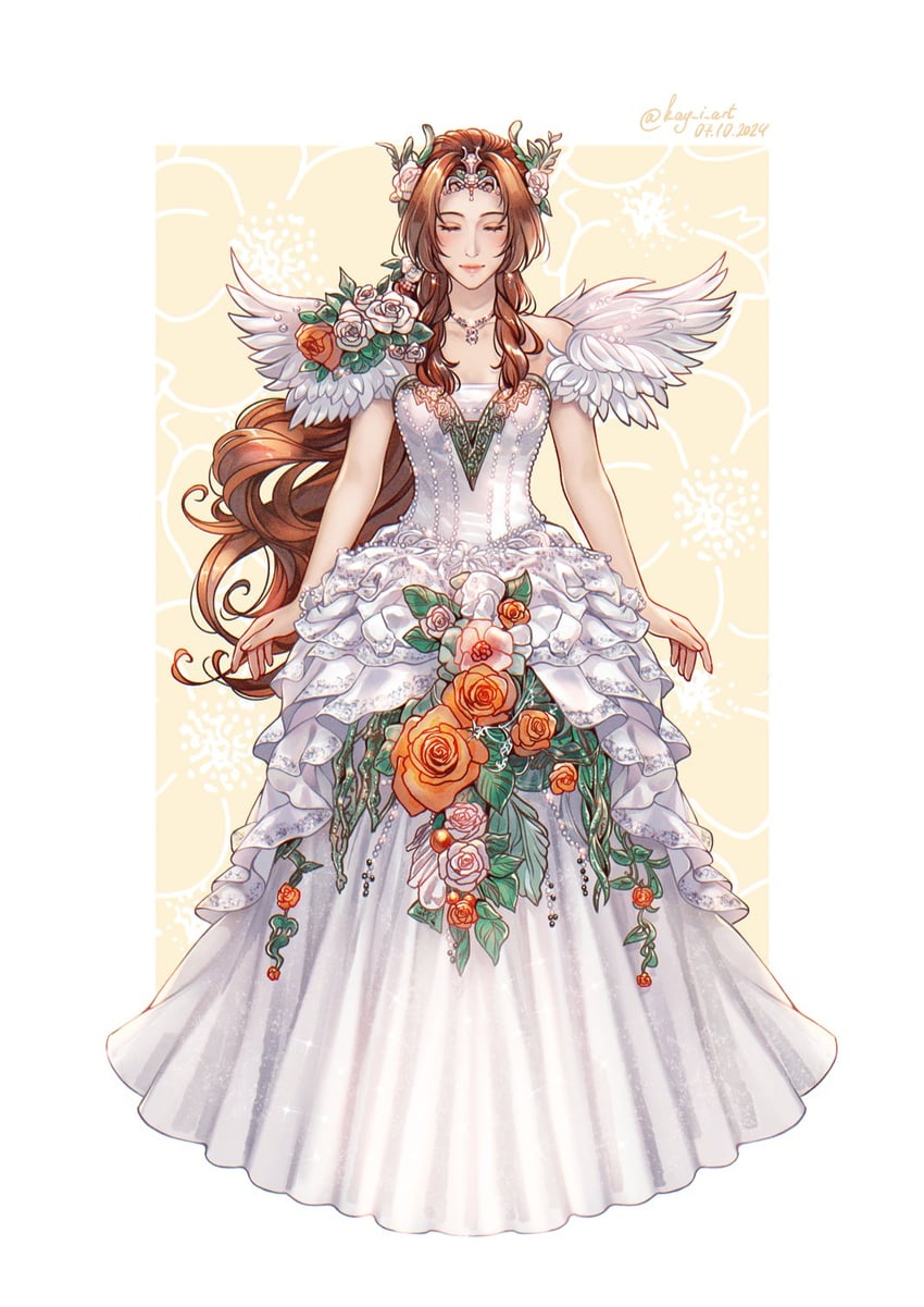 aerith gainsborough (final fantasy and 1 more) drawn by kay-i