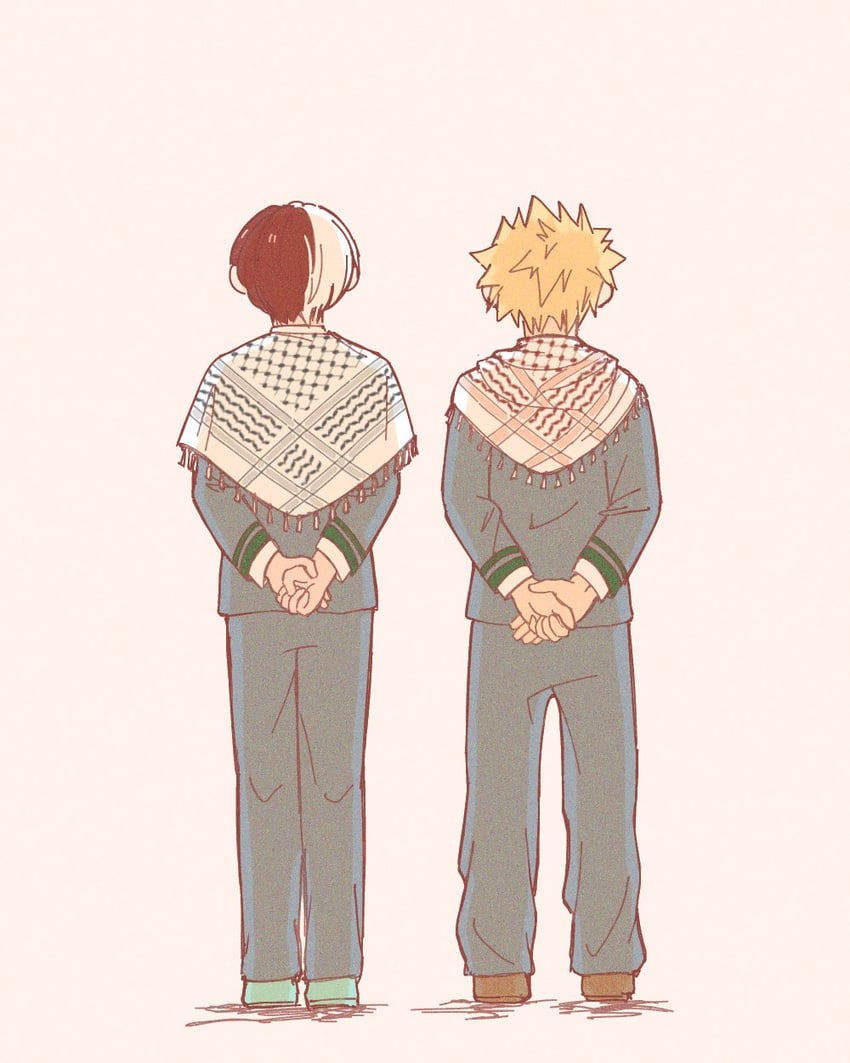 bakugou katsuki and todoroki shoto (boku no hero academia) drawn by topaz_faye