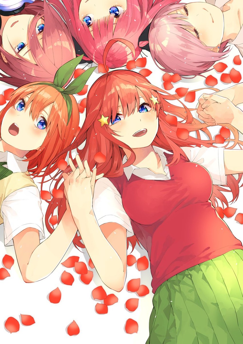 nakano nino, nakano miku, nakano yotsuba, nakano itsuki, and nakano ichika (go-toubun no hanayome) drawn by haruba_negi