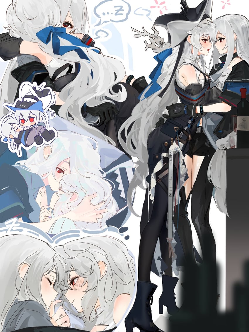skadi, specter, and specter the unchained (arknights) drawn by h_cho3