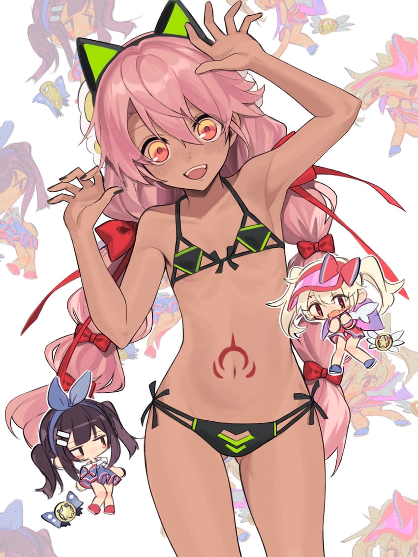 illyasviel von einzbern, chloe von einzbern, miyu edelfelt, magical ruby, and magical sapphire (fate and 2 more) drawn by ameman