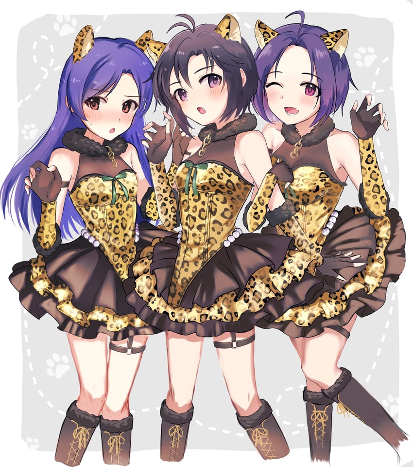 kisaragi chihaya, kikuchi makoto, and miura azusa (idolmaster and 2 more) drawn by miyagi