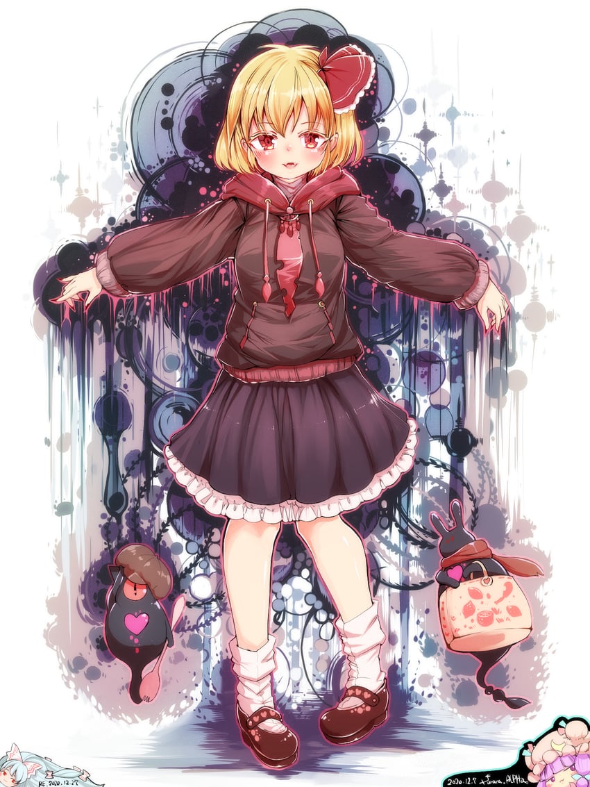 patchouli knowledge, fujiwara no mokou, and rumia (touhou) drawn by furim