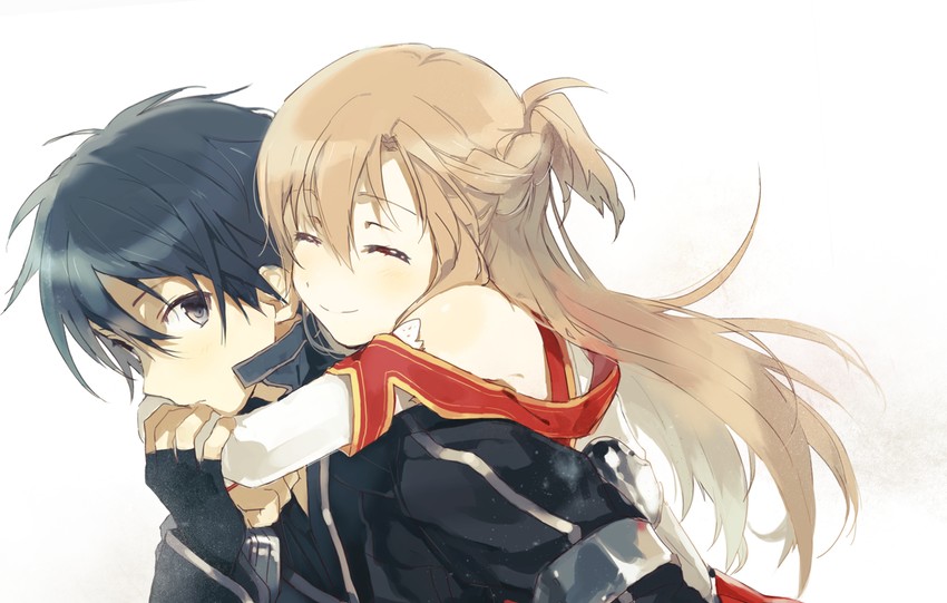 asuna and kirito (sword art online) drawn by nicolat