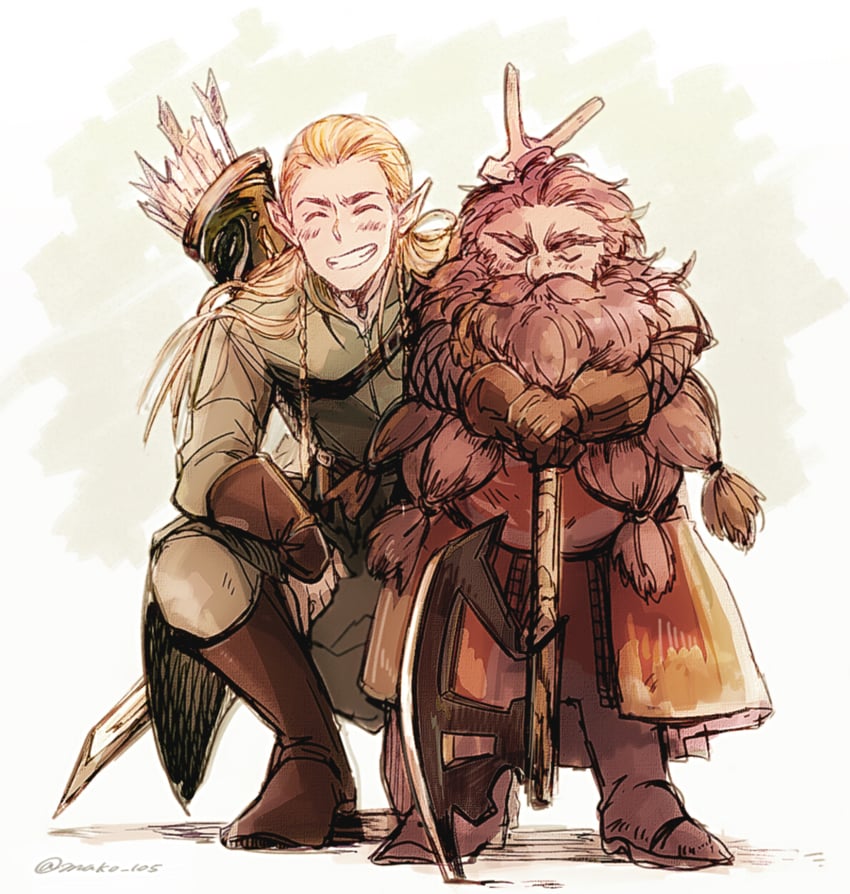 legolas and gimli (tolkien's legendarium and 1 more) drawn by yuki_1217k