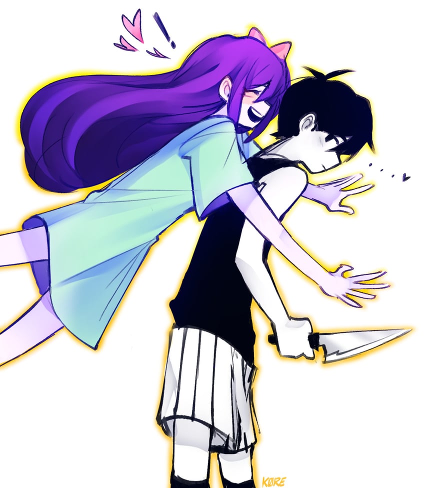 omori and aubrey (omori) drawn by k0re_drawings