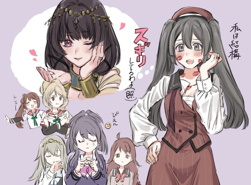 yui tsuruno, togame momoko, kureha yuna, tokime shizuka, aika himena, and 2 more (mahou shoujo madoka magica and 1 more) drawn by yukishiro_(hitsuji)