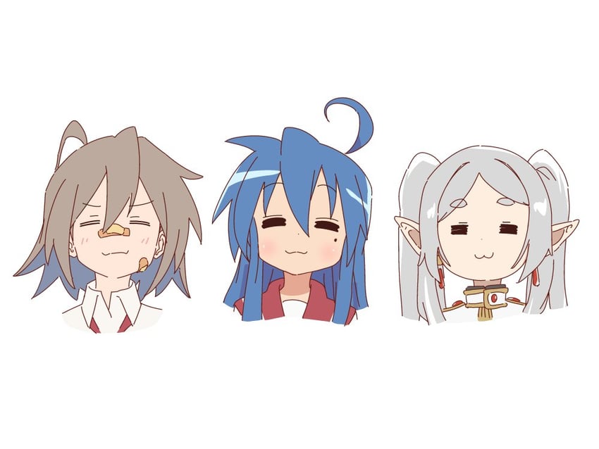 frieren, izumi konata, and yua serufu (sousou no frieren and 2 more) drawn by bluearcadegames