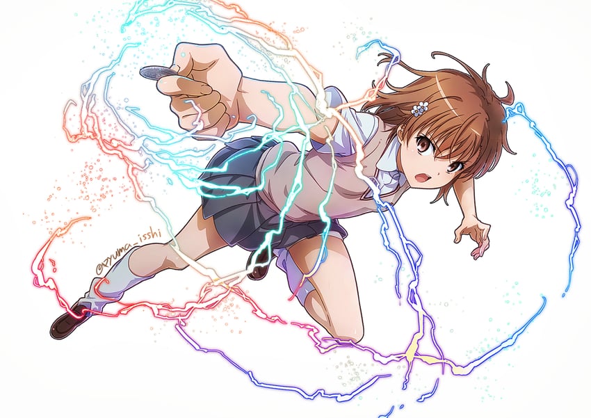 misaka mikoto (toaru majutsu no index and 1 more) drawn by isshi_pyuma