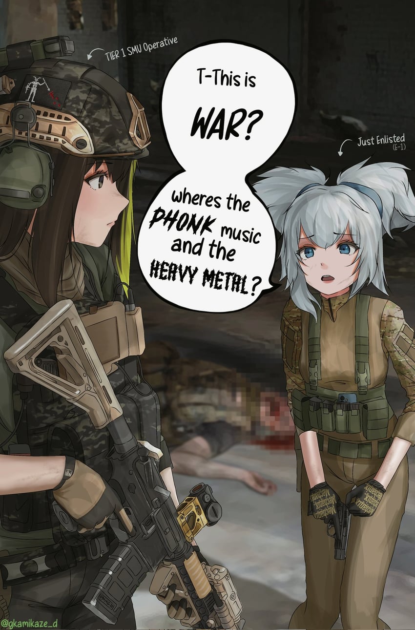 m4a1 and pa-15 (girls' frontline) drawn by dgkamikaze