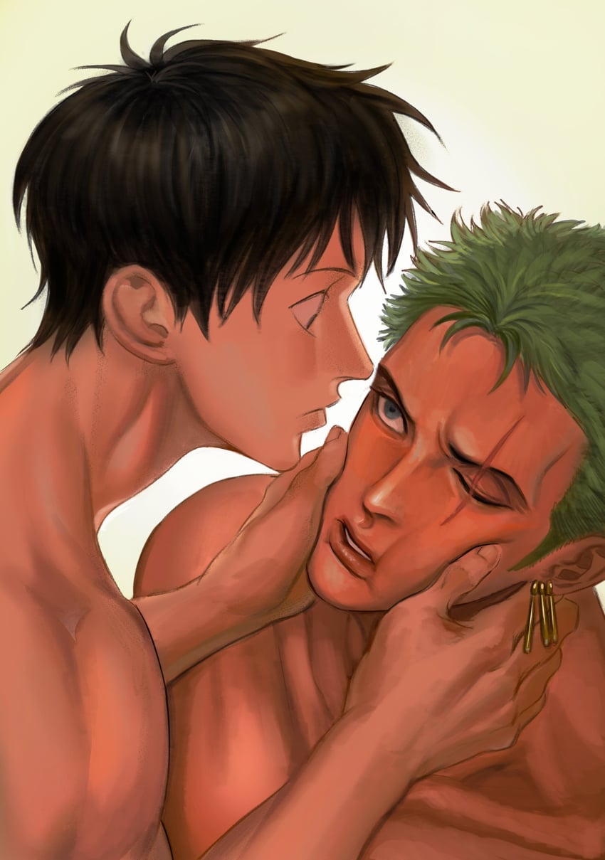 monkey d. luffy and roronoa zoro (one piece) drawn by nok_(nok_1)