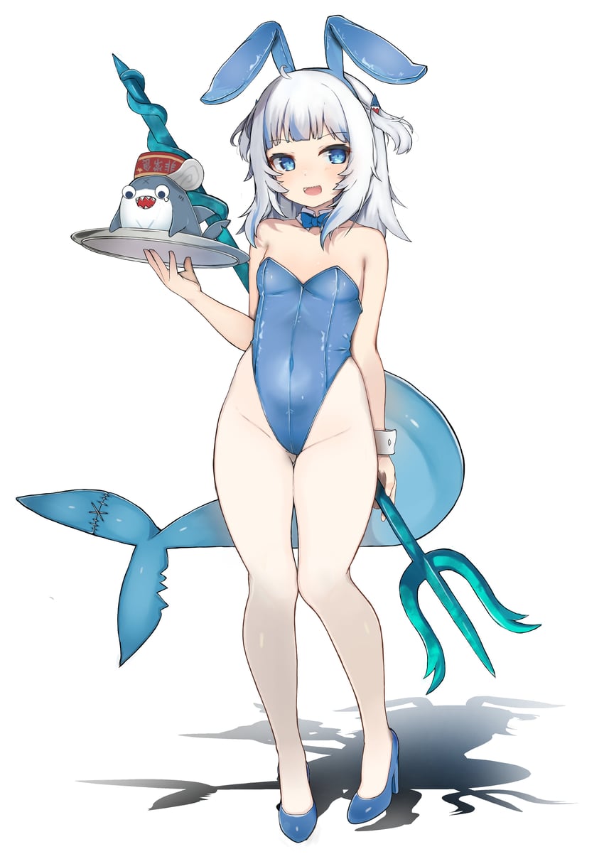 gawr gura and bloop (hololive and 1 more) drawn by johnny_(braun-kan_cafe)