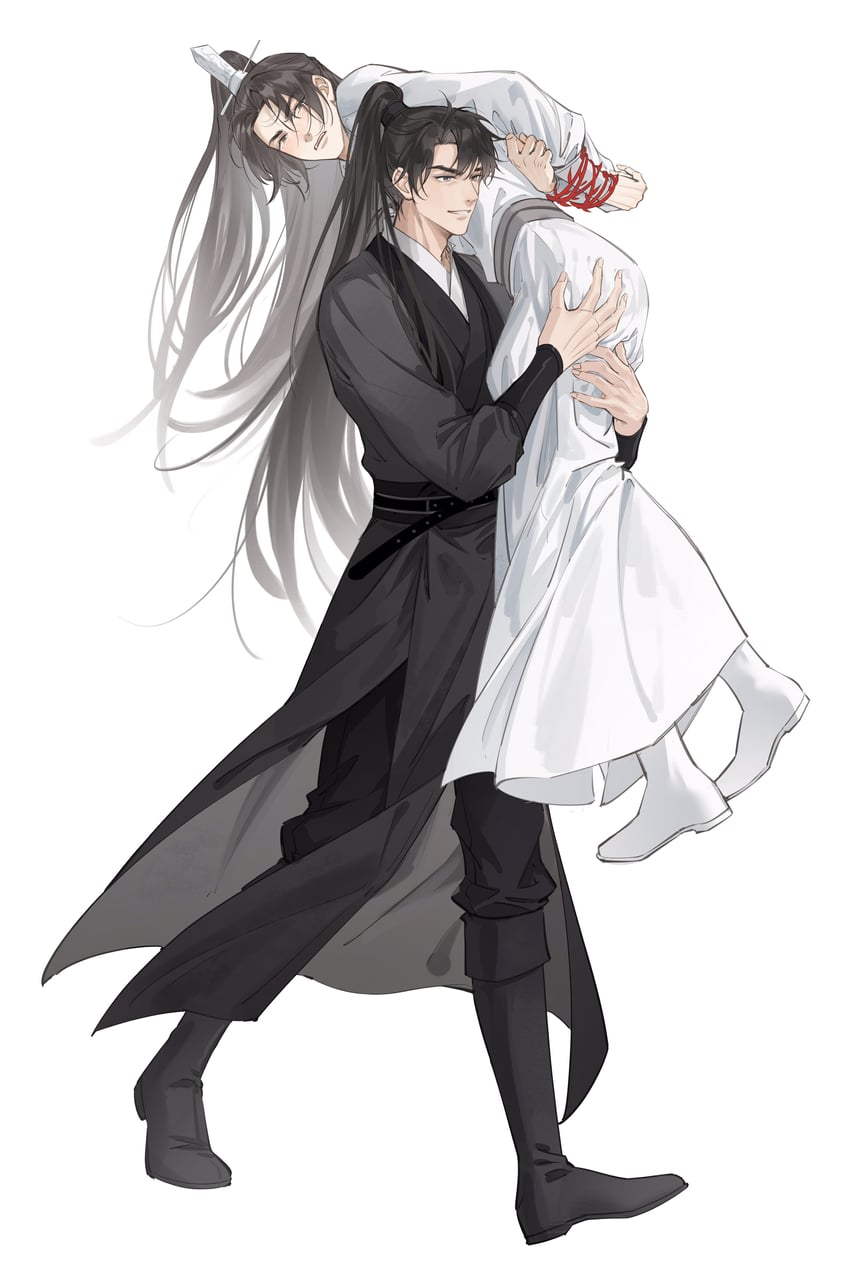 chu wanning and mo ran (erha he ta de bai mao shizun) drawn by huiii_0209