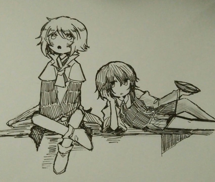 enraku tsubakura and houlen yabusame (len'en) drawn by zhaozhaozhaozhaozhao083