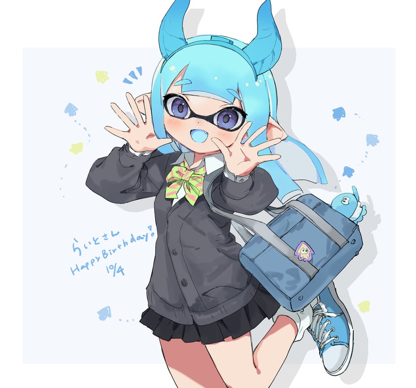 inkling player character, inkling girl, and jellyfish (splatoon) drawn by ume_(plumblossom)
