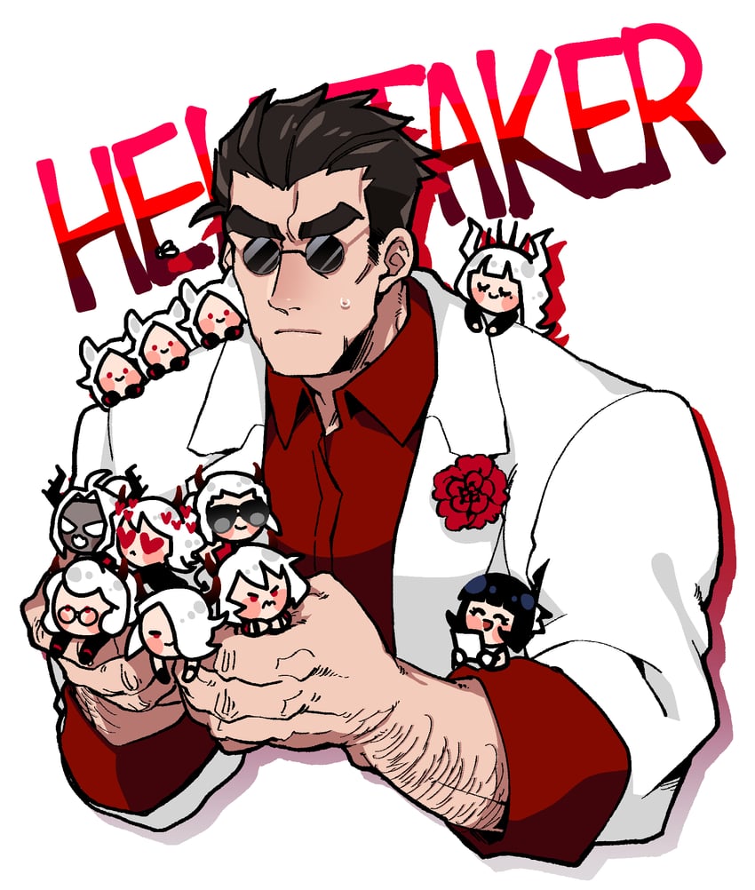 lucifer, modeus, justice, helltaker, cerberus, and 5 more (helltaker)