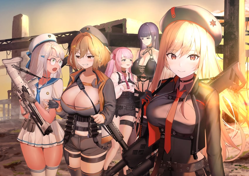 anis, rapi, neon, mihara, and yuni (goddess of victory: nikke) drawn by towrituka