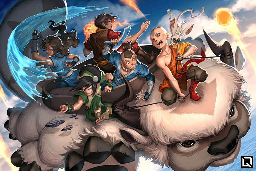 toph beifong, katara, aang, zuko, sokka, and 2 more (avatar legends and 1 more) drawn by kuroi-tsuki