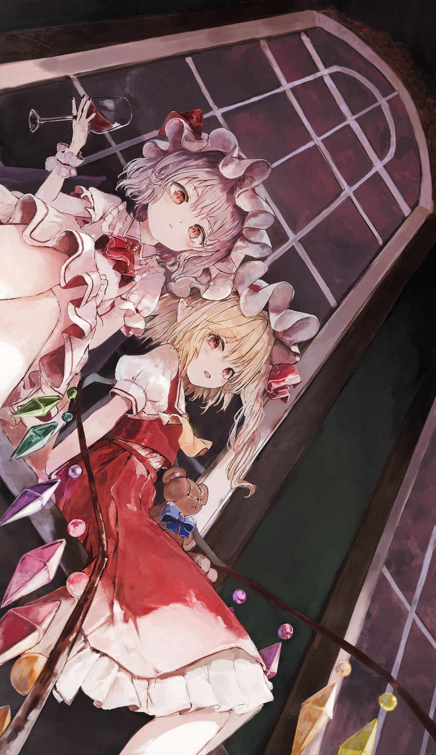 remilia scarlet and flandre scarlet (touhou) drawn by happiness_lilys