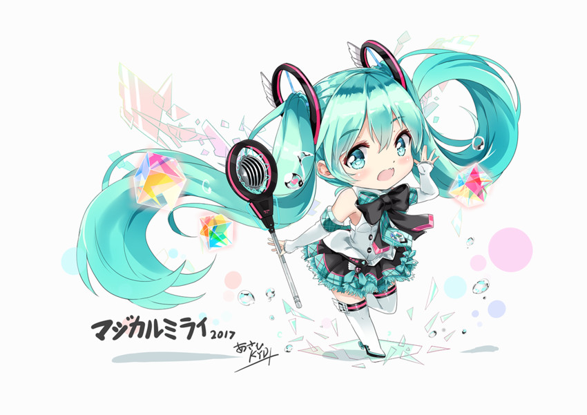 hatsune miku and magical mirai miku (vocaloid and 1 more) drawn by asahi_kuroi