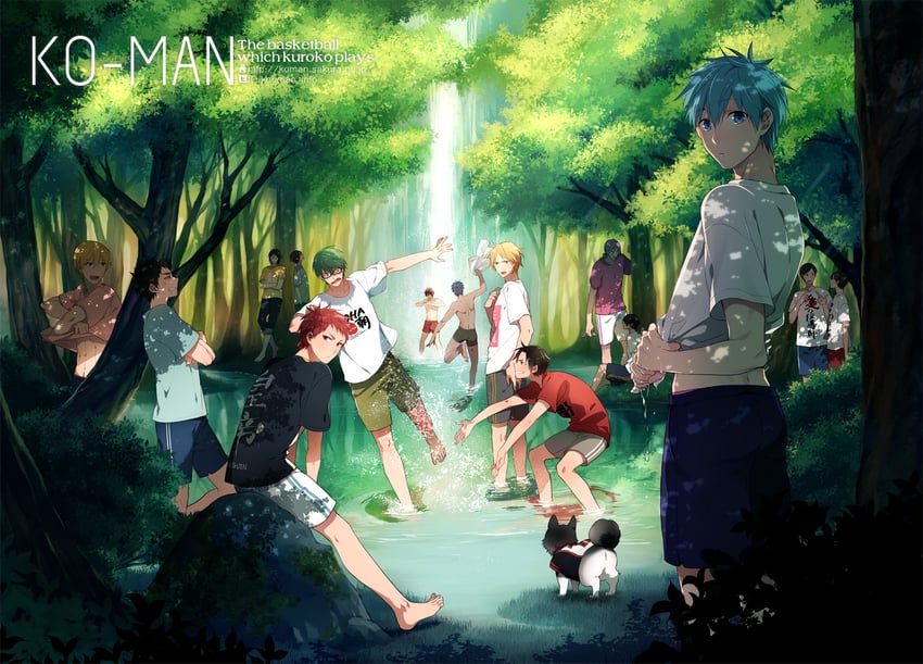 kuroko tetsuya, aomine daiki, kise ryouta, kagami taiga, akashi seijuurou, and 5 more (kuroko no basuke) drawn by ko-man