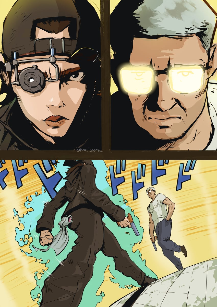 yusuf dikec and kim yeji (jojo no kimyou na bouken and 4 more) drawn by herr_lorenz