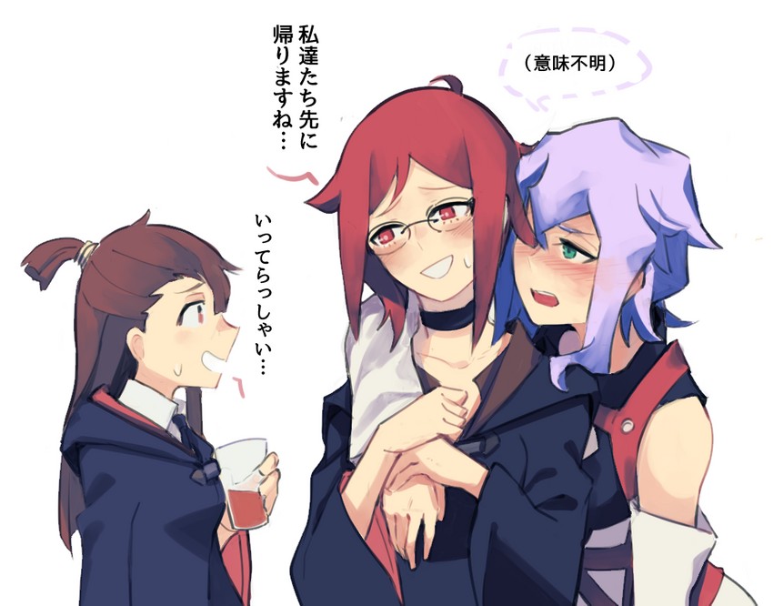 kagari atsuko, ursula charistes, shiny chariot, and croix meridies (little witch academia) drawn by vento