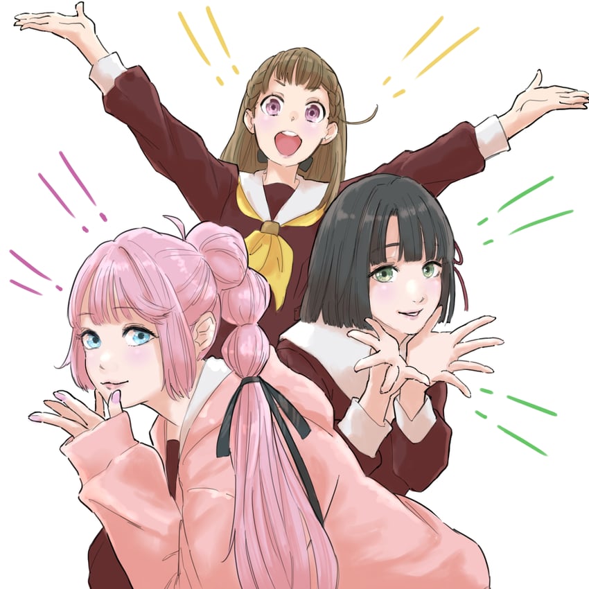momose ginko, anyoji hime, and kachimachi kosuzu (love live! and 1 more) drawn by nyuma